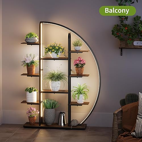Miniatura 9 de Soporte grande para plantas de interior con luces de cultivo y luz LED, estante de metal de 61 pulgadas de alto para plantas múltiples plantas,