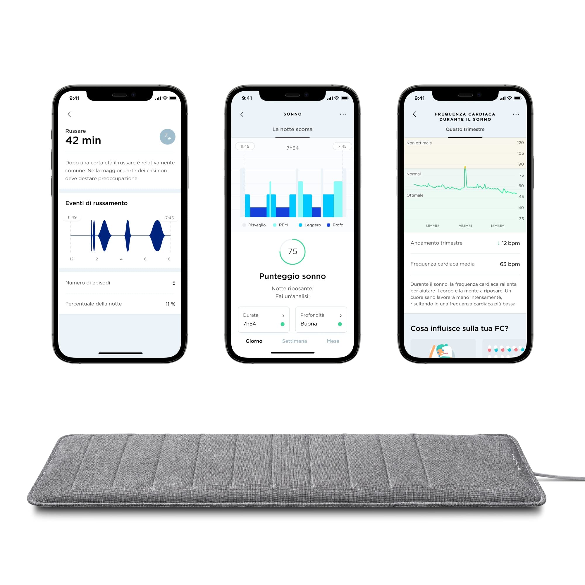 Withings Pacchetto Sleep Analyzer - 2 dispositivi di monitoraggio del sonno, con rilevamento dell'apnea notturna e analisi del ciclo del sonno, Grigio