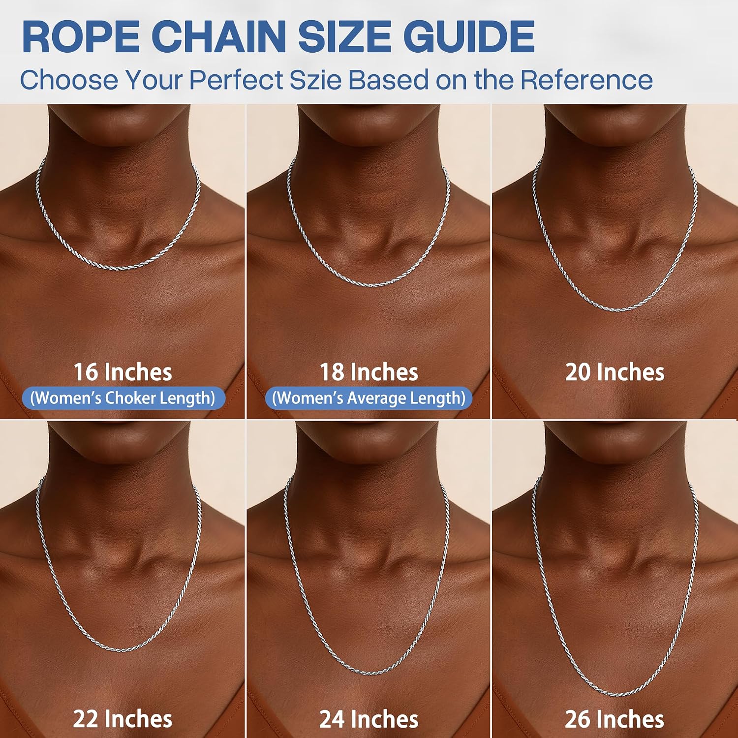 2mm Rope Chain 925 Sterling Silver Chain Necklace for Women, 14K Gold Plated Chains for Women Durable & Smooth Women's Chains Necklace, 16 18 20 22 24 26 Inch