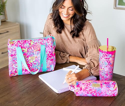 Miniatura 6 de Lilly Pulitzer Bolsa térmica de almuerzo aislada, bolsa de almuerzo para mujer, bonita lonchera con bolsillo de almacenamiento y correas de hombro,