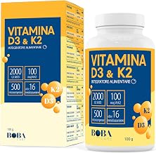 Vitamina D3 K2 con Sali d Magnesio degli acidi grassi e Biossido di Silicio | 500 microcompresse,1 al giorno. Scorta 16 mesi. Senza Glutine e Lattosio. Mantenimento Ossa Normali, Sistema Immunitario
