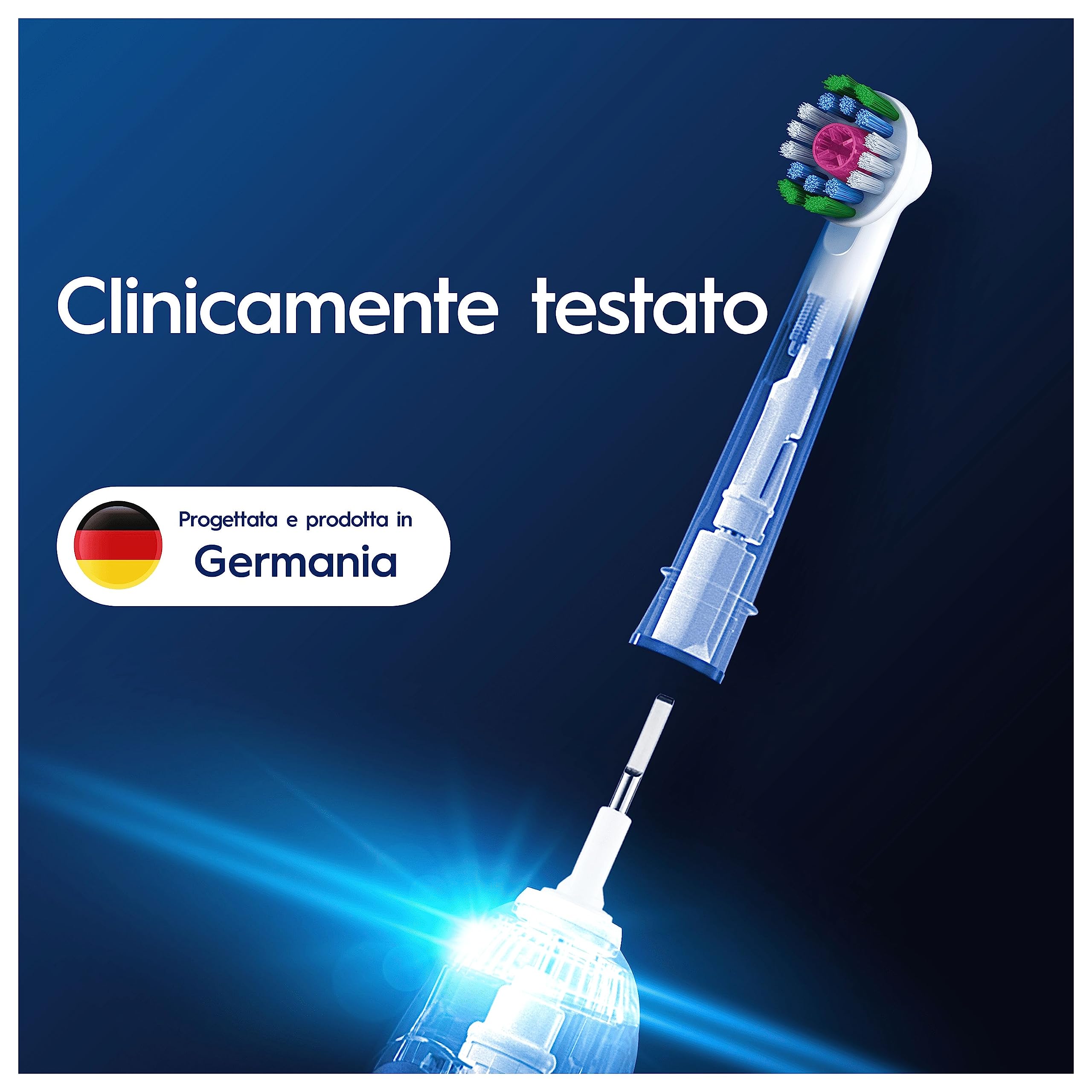 Oral-B 3D White Testine Spazzolino Elettrico, Confezione da 8 Testine di Ricambio per Spazzolino Elettrico Oral B, Sbiancanti, Con Esclusiva Coppetta Lucidante per Rimuovere le Macchie Superficiali