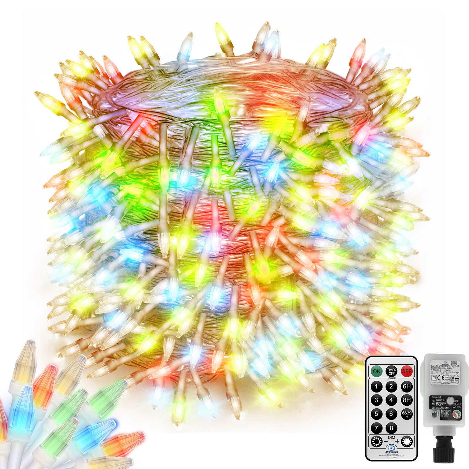Catena luminosa Luci LED, 100 m, 800 LED Luci Natale Impermeabili con Telecomando, per esterni con spina, Lampada a Fili di Rame, Luci Decorative per Halloween, Compleanno, Matrimonio, Partito