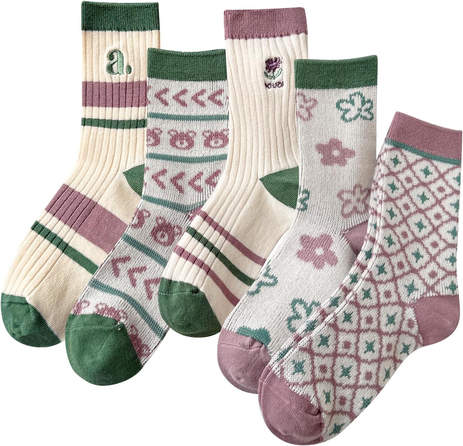 Daphene Women's Ethnic Vintage Socks | Premium Combed Cotton Warm | Retro Patterns Breathable Stretch Design | Holiday Gifts