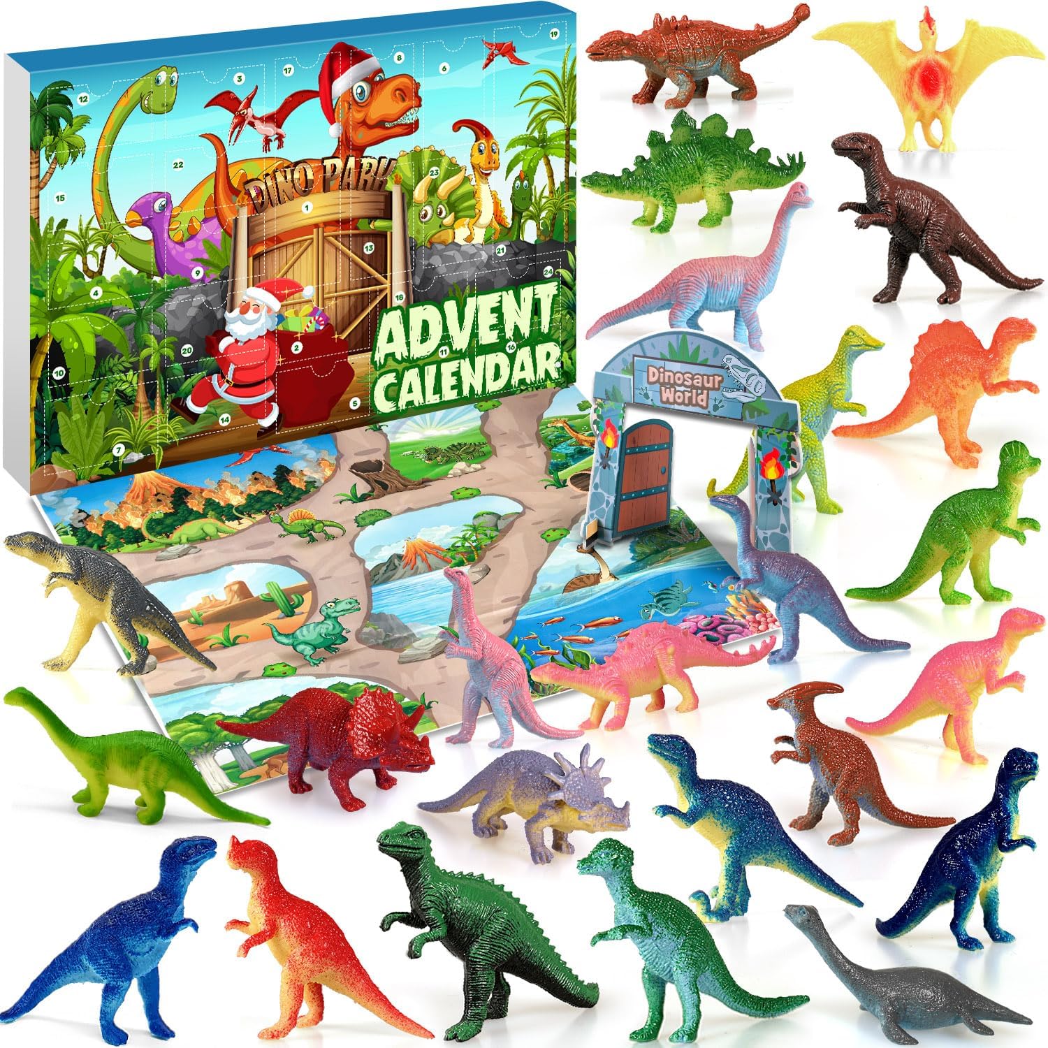 iZoeL Calendario Avvento Dinosauro 2024 Regalo Natale Ragazzi Bambino - 24 Mini Dinosauri Personaggi Playset per Natale Regalo Advent Calendar a Sorpresa Le Vacanze Natale per Figlio Nipoti Bambini
