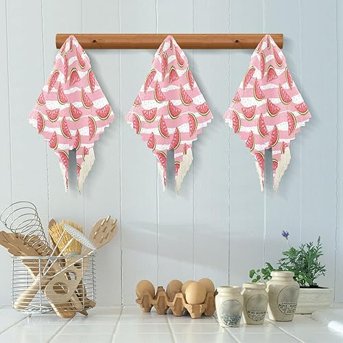 Miniatura 6 de Pink Sweet Watermelon Stripes Quality Decor Microfiber Cleaning Cloths Absorbent 6 Pack Cooking Towels Reusable for Bathroom Sink