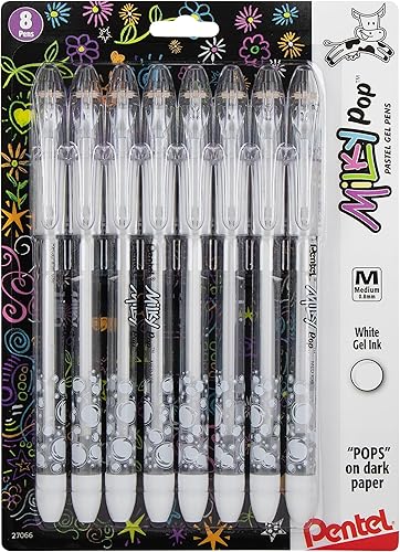 Miniatura 1 de Pentel Milky Pop - Bolígrafo de gel pastel, (0.031 in), mediano, tinta blanca, paquete de 8