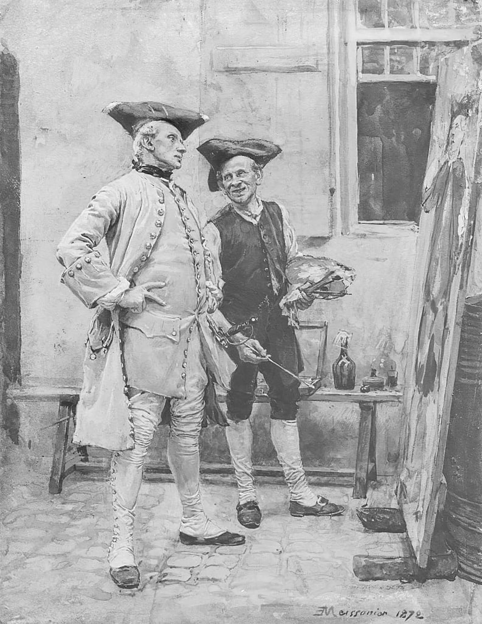 SERENDIPITP Vintage Picture Print on Canvas Wall Art Poster the Sign Painter Le Peintre D'enseignes by Jean Louis Ernest Meissonier Artwork Print Poster for Wall Decor 60x90cm