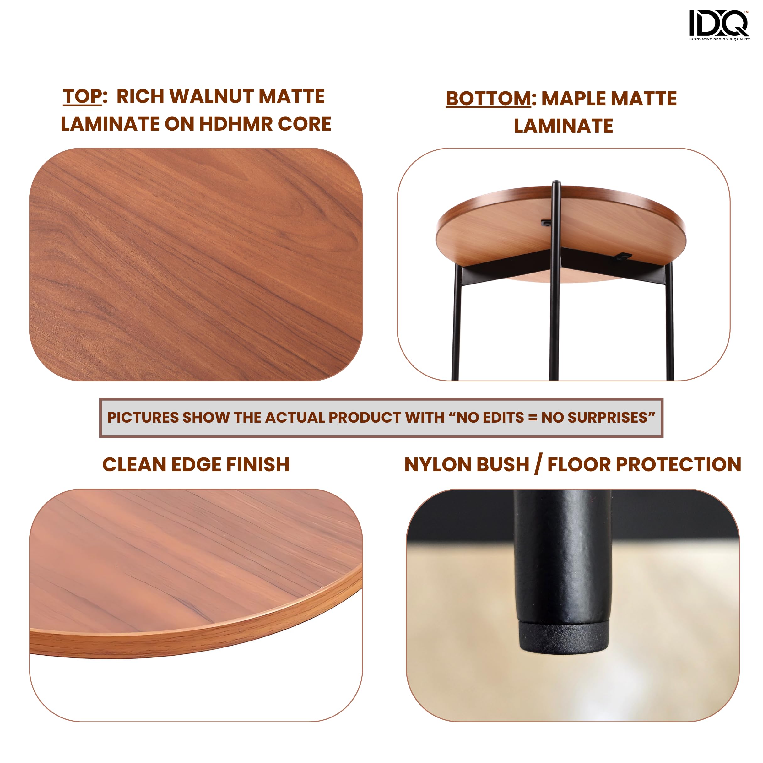 IDQ Set of 2 Modern Sleek Half Nesting Round Side Tables | Stylish Architectural Contemporary Design | Space-Saving Accent End Tables for Living Room or Bedroom. Use as Corner or End Tables 1