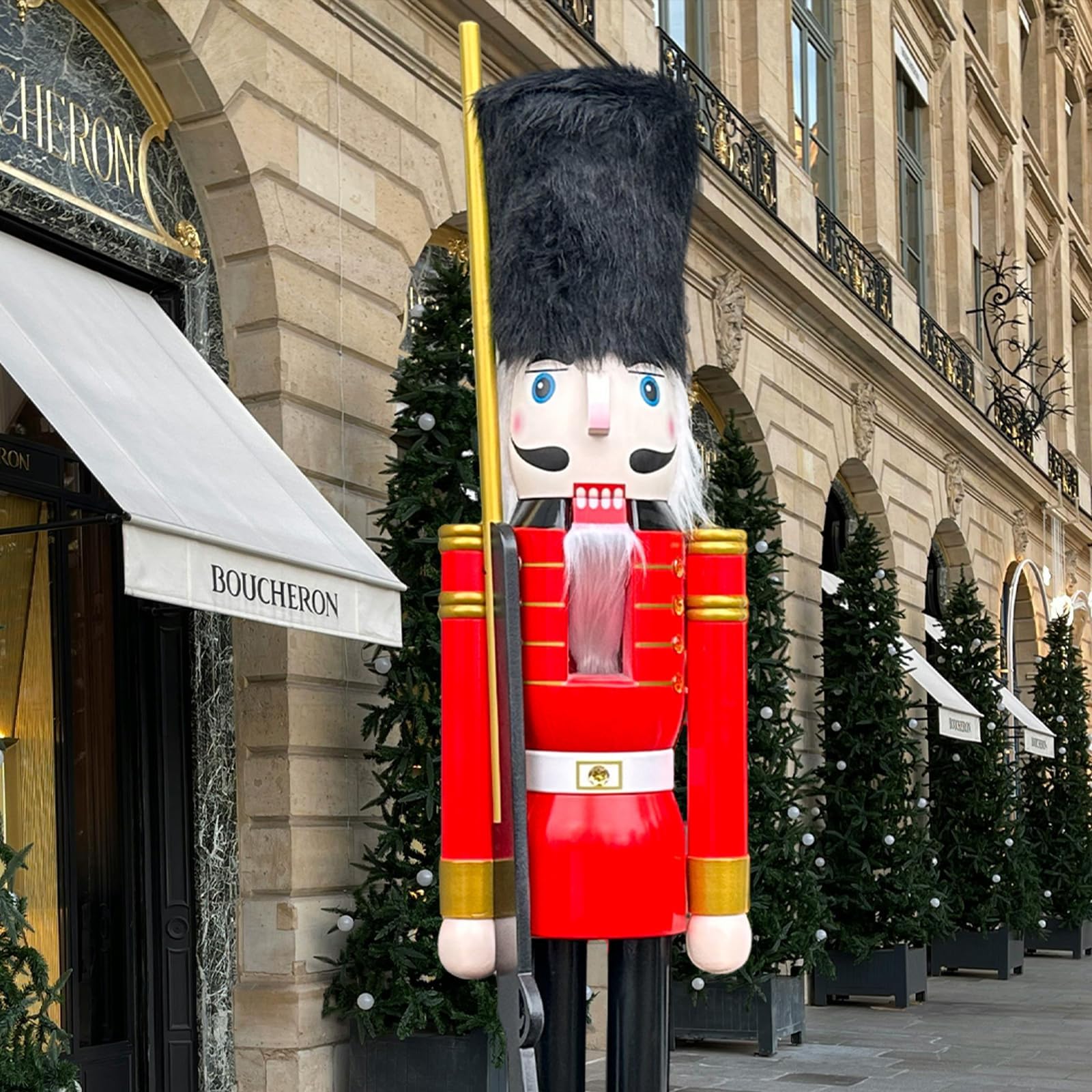 CDL 180cm Tall Life-Size Large/Giant Christmas Wooden Nutcracker Soldier Ornament On Stand Carry Ceremonial Gun For Indoor Outdoor Xmas/Event/Ceremonies/Commercial Decoration(6 Feet, Soldier Red K07)