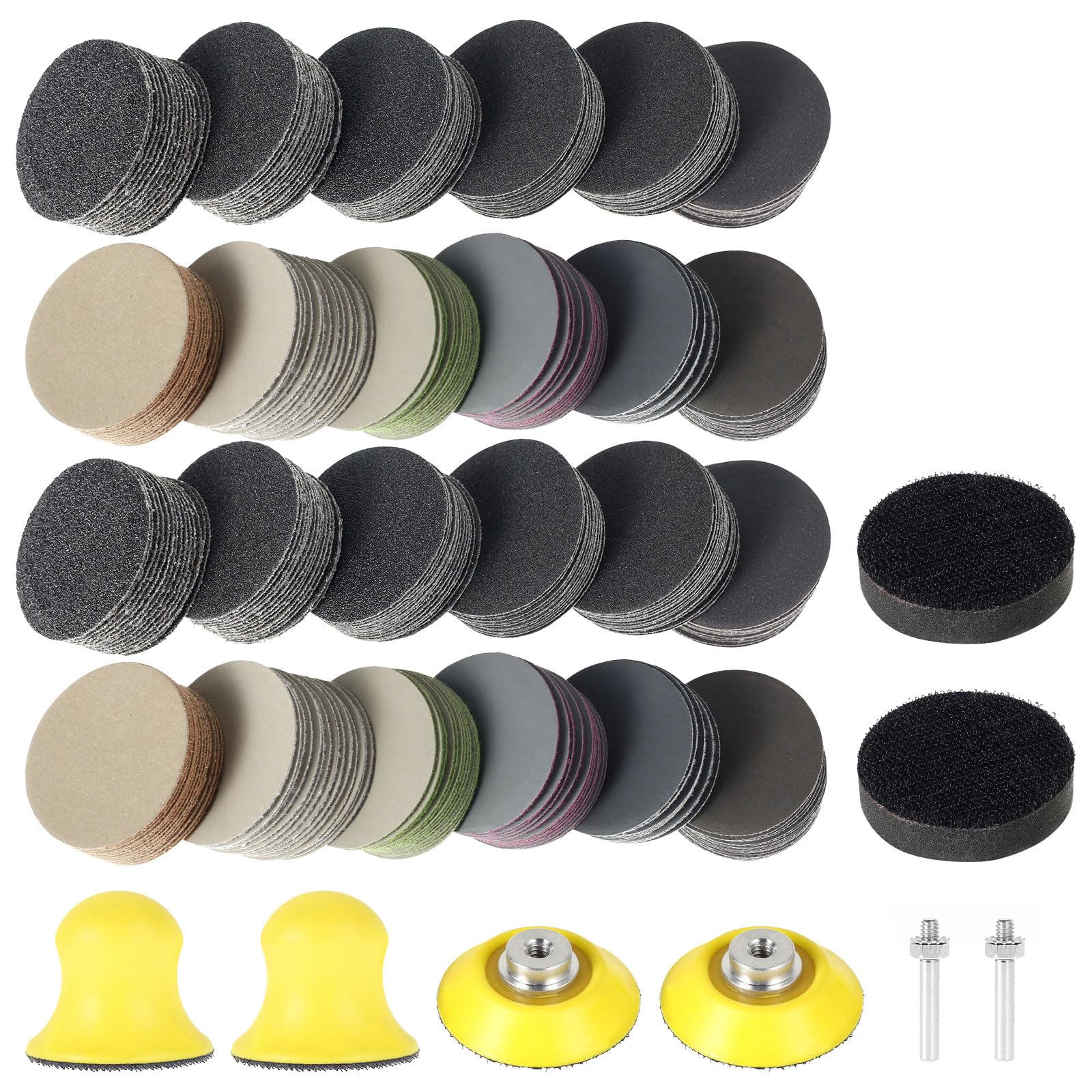 Podkładki ścierne 50 mm na mokro i na sucho, 50 mm, na rzep, ziarnistość 60/80/100/150/240/400/800/1200/2000/3000/5000/10000, okrągłe, do drewna, metalu