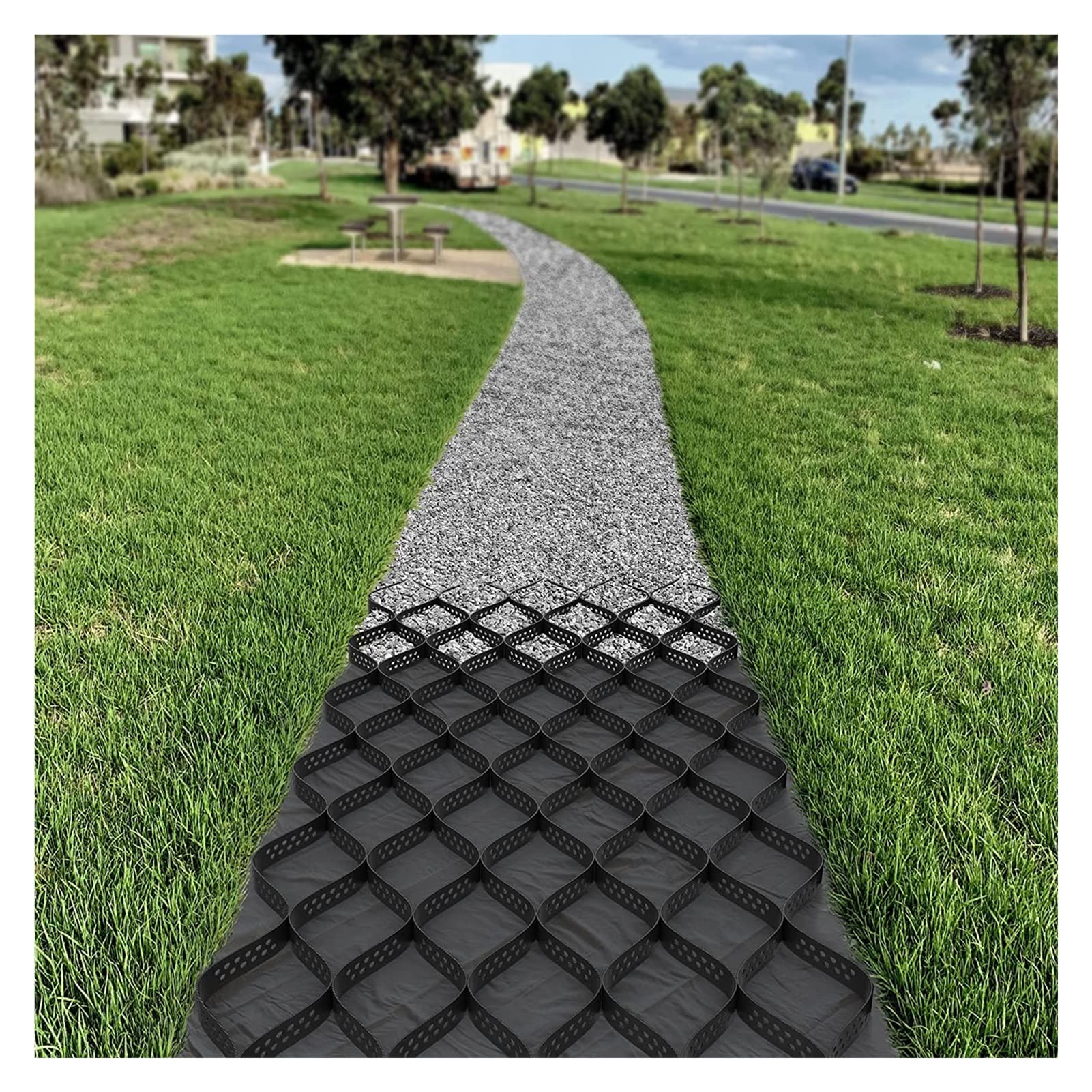 Bodengitter-Stabilisator, 5,1 cm tiefes, durchlässiges Pflastersystem für Einfahrt, Gehweg, Heimwerker, Terrasse, Schuppen, erhältlich in den Größen 6 m x 8 m