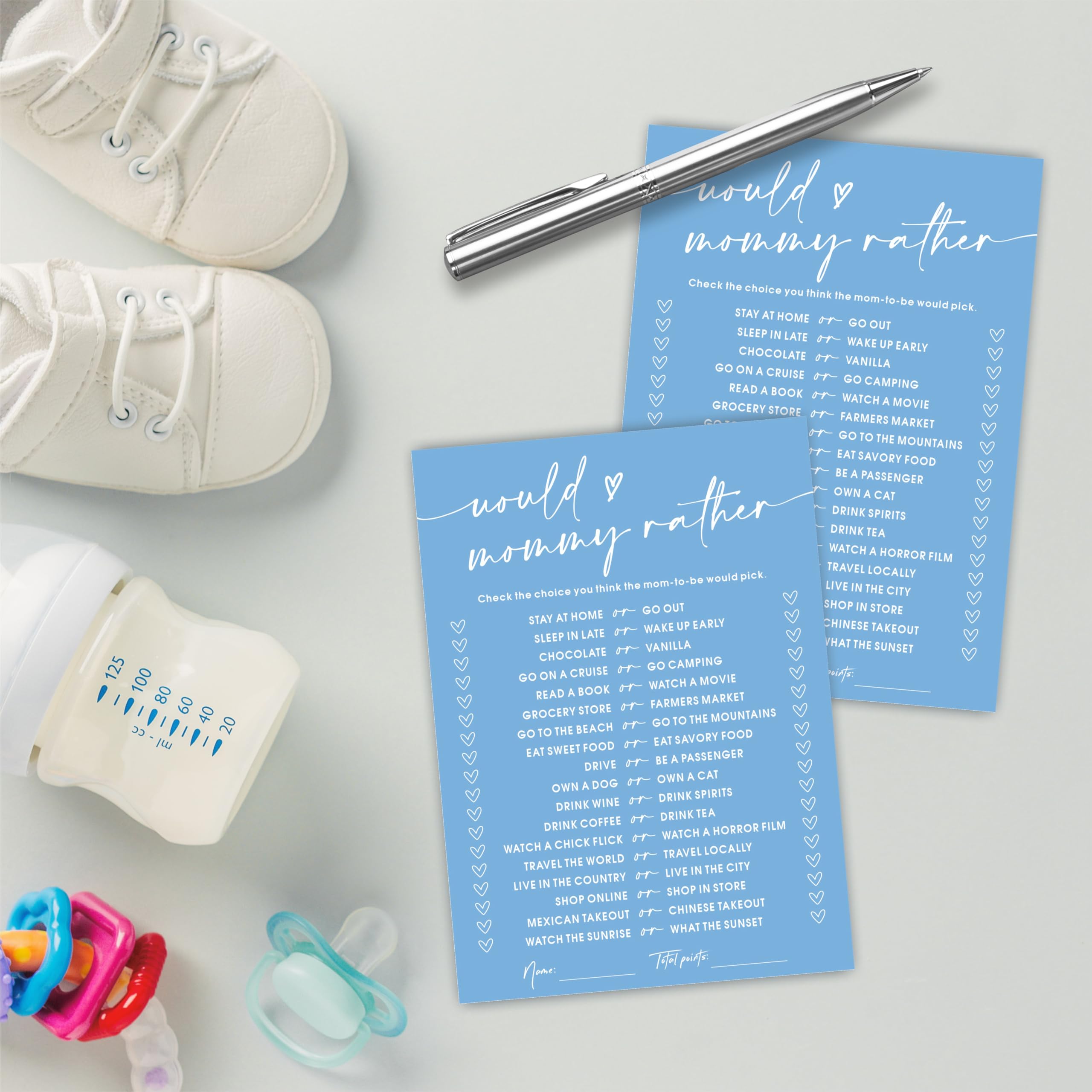 Gioco Baby Shower 'Would Mummy Rather?' - 20 Carte Con Orsetto, Unisex, Prodotto Nel Regno Unito, Con Scheda Risposte