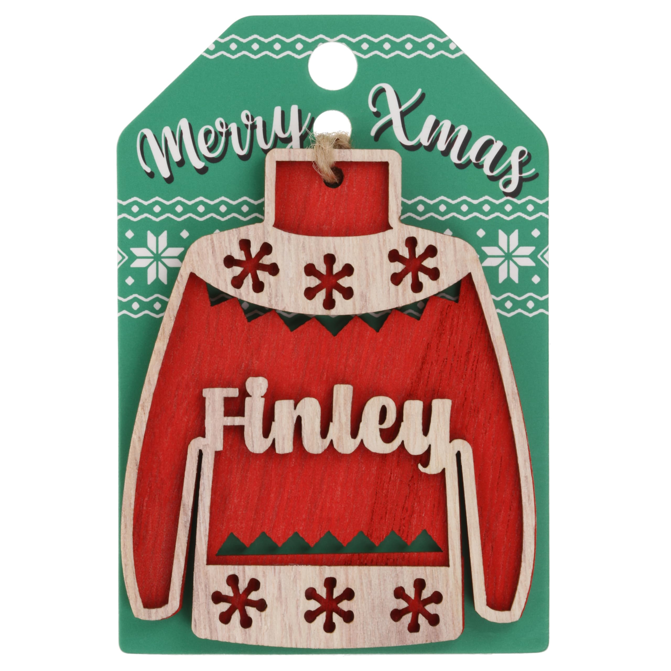 Stands Out, Supplying Outstanding Gifts Finley Name Christmas Jumper Wooden Tree Decoration Personalised Bauble Xmas Red