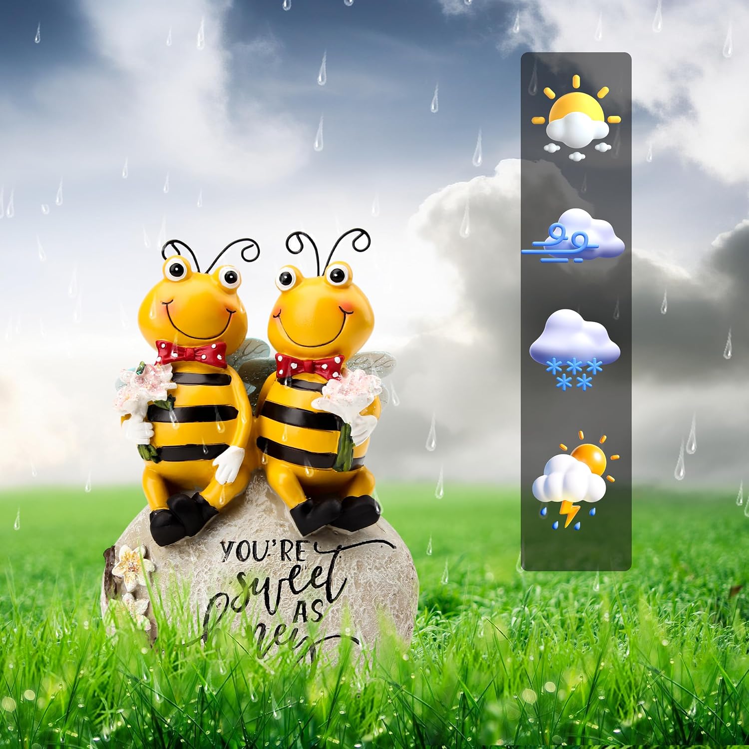 Smadeer Bee Statue for Garden Decorations Honey Bee Figurine for Outdoor Patio Lawn Porch Yard Backyard Outside Indoor Shelf Table Home Decor Garden Sculptures & Statues Holiday Spring Summer Bee Gift