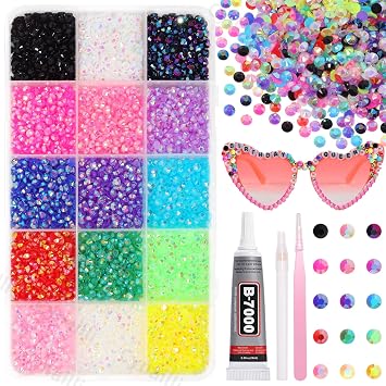 9000Pcs Rhinestones for Bedazzling, 4mm Flatback Bedazzler Kit