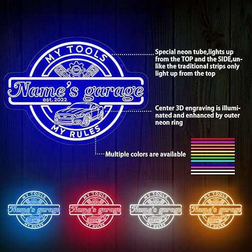 Miniatura 8 de Letrero de neón de garaje personalizado para decoración de pared, letrero LED de garaje personalizado, letrero personalizable con tu nombre para el
