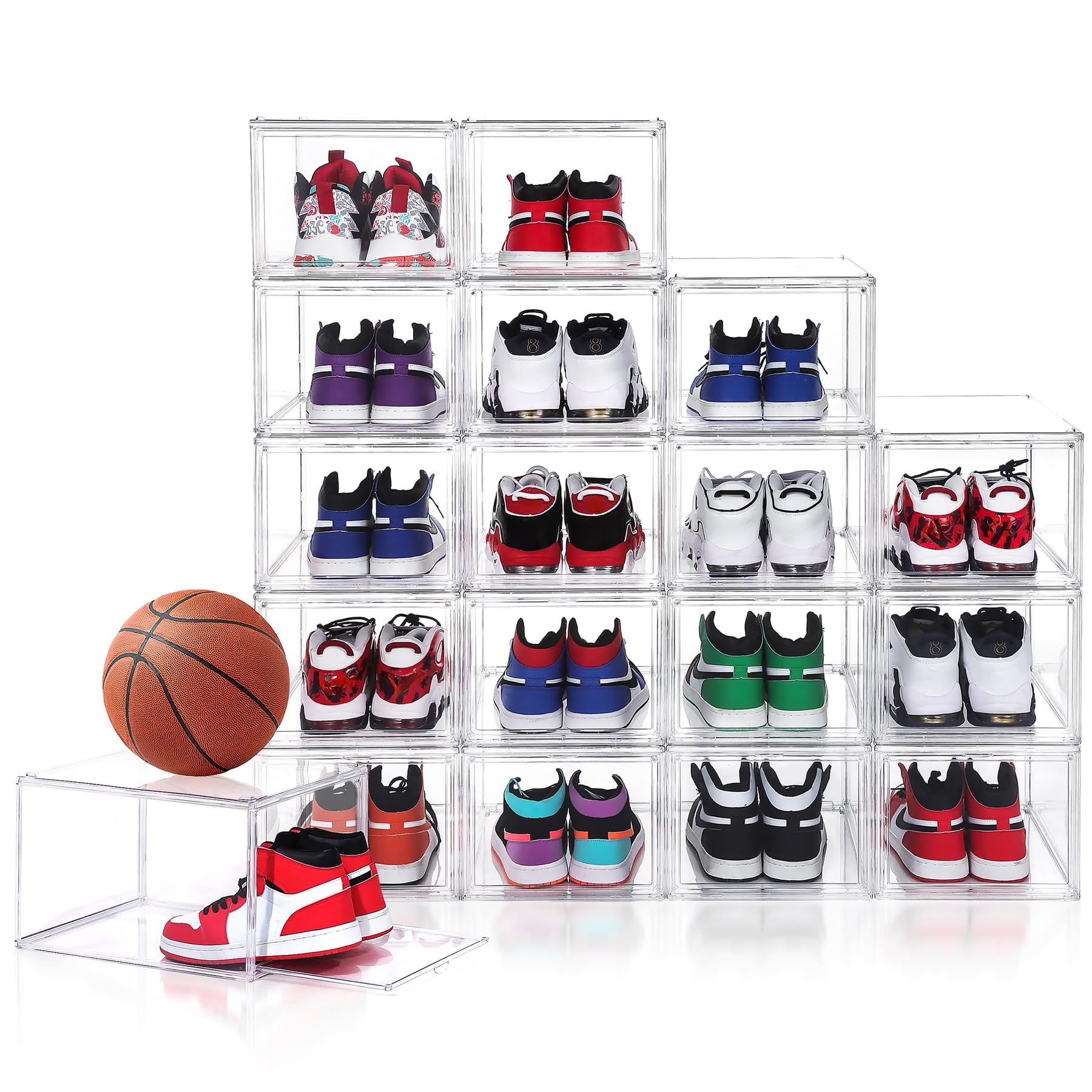 Boîtes à chaussures empilables pour dressing épuré : lot de 12 grands rangements transparents