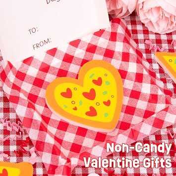 Valentines Day Gifts for Kids - Valentines Day Cards for Kids School - Set of 24 Valentine Mini Pizza Boxes with Erasers - Funny Valentine's Classroom Preschool Exchange Card Boys Girls Party Favors