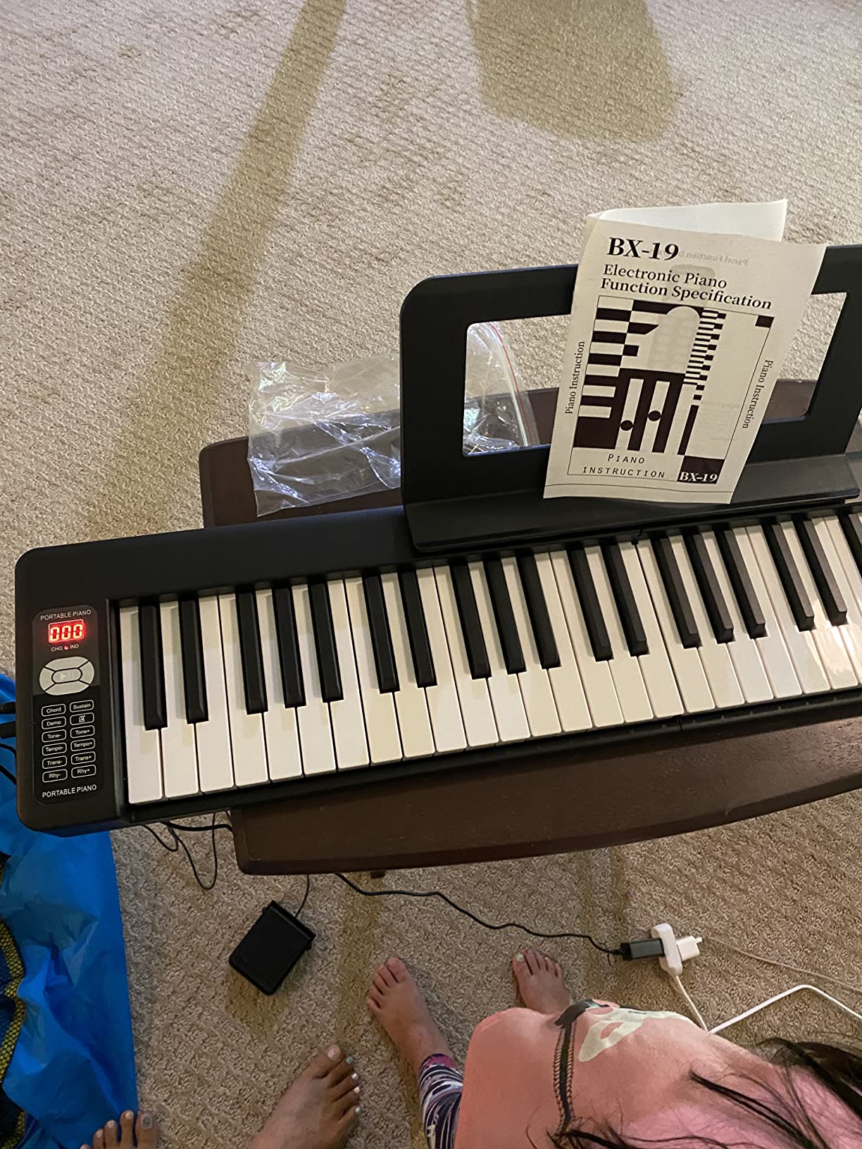 30/mo Finance FVEREY 61 Key Folding Piano Keyboard, Semi Weighted