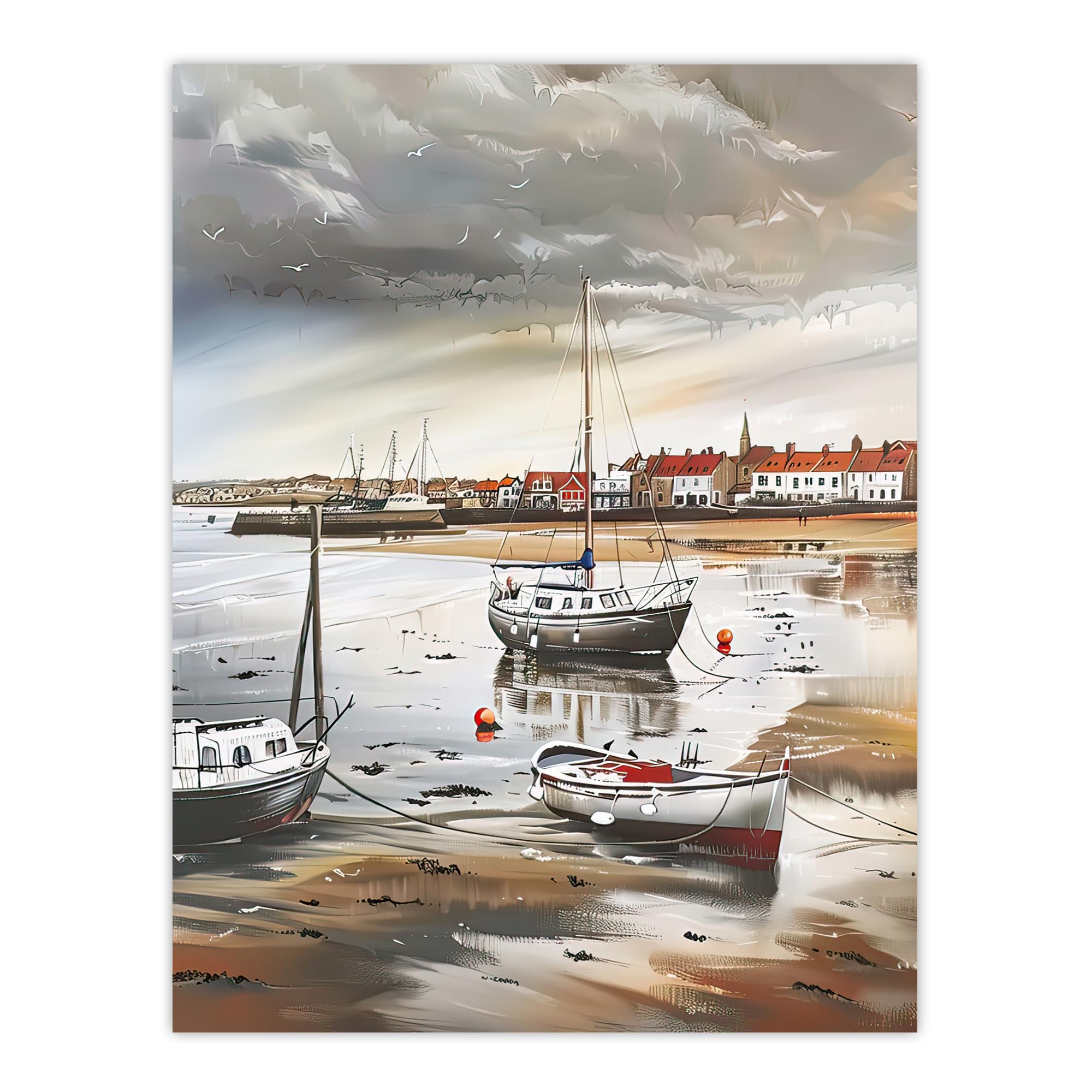 Artery8 Fishing Boats English Coastal East Yorkshire Wall Art Print W24 inch x H32 inch