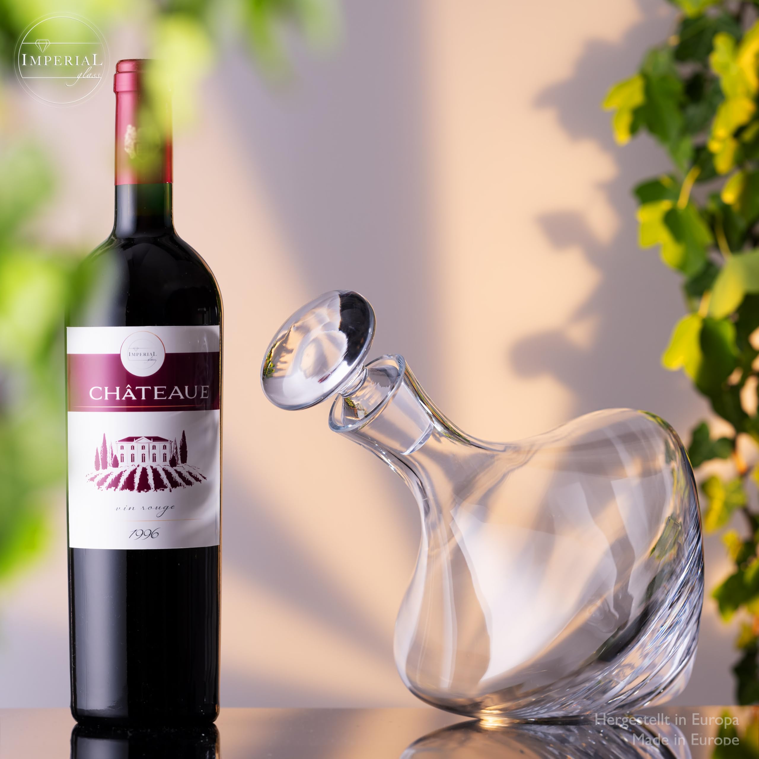Weinkaraffe 1000ml Dekanter aus Crystalline Glas Serie "Rom" Weindekanter Handgefertigt Rotweinkaraffe