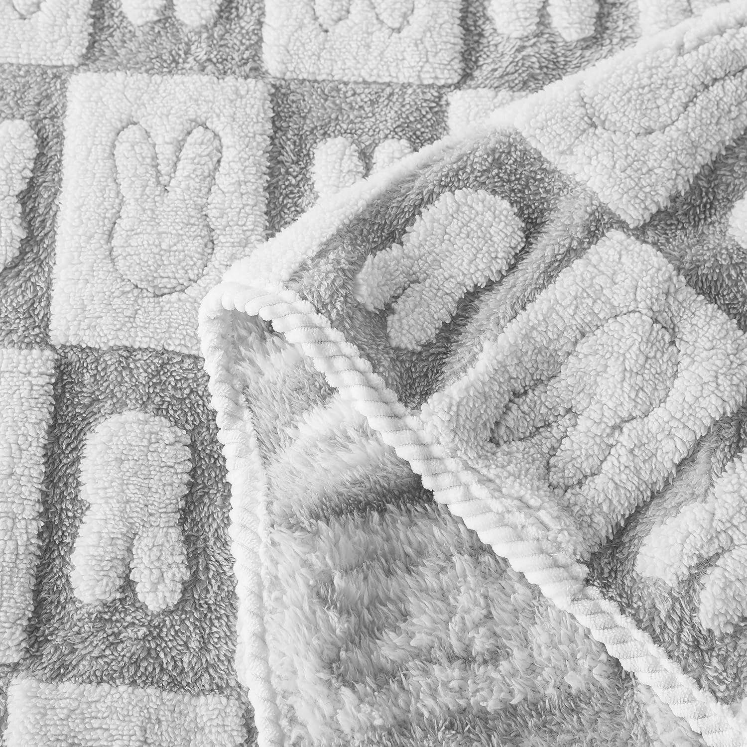 DJDEA Blankets for Newborns Fluffy Cozy Soft Blanket with Cute Rabbit Pattern - Image 4