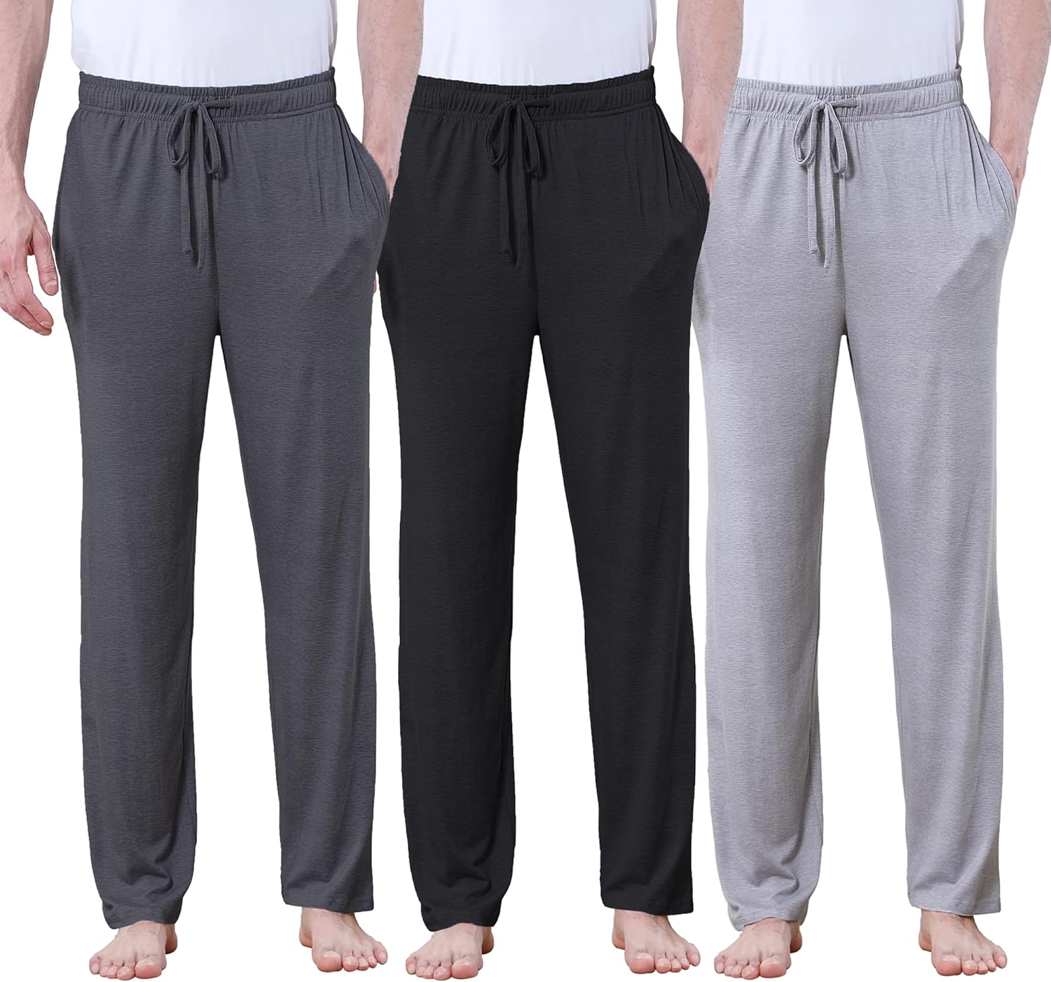 DITOK Men's Lightweight Pajama Pants Soft Lounge Sleep Joggers Adjustable Drawstring & Pockets All-Season Sleepwear