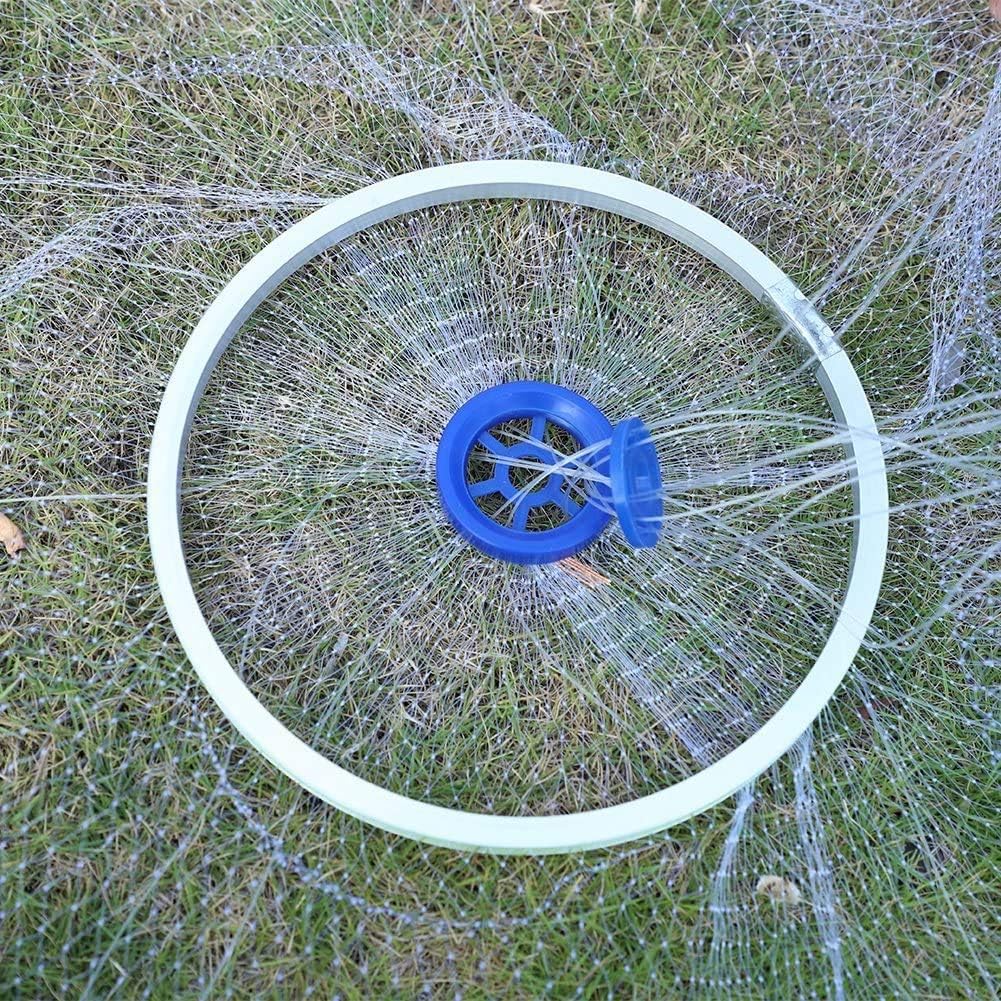 Cocoarm Fischernetz Hand Überwurf Angelnetz aus Nylon Angeln Net Tragbares Erweiterbar Nylon Mesh Net mit 8m Hand String Schwere Ring 3 Durchmesser
