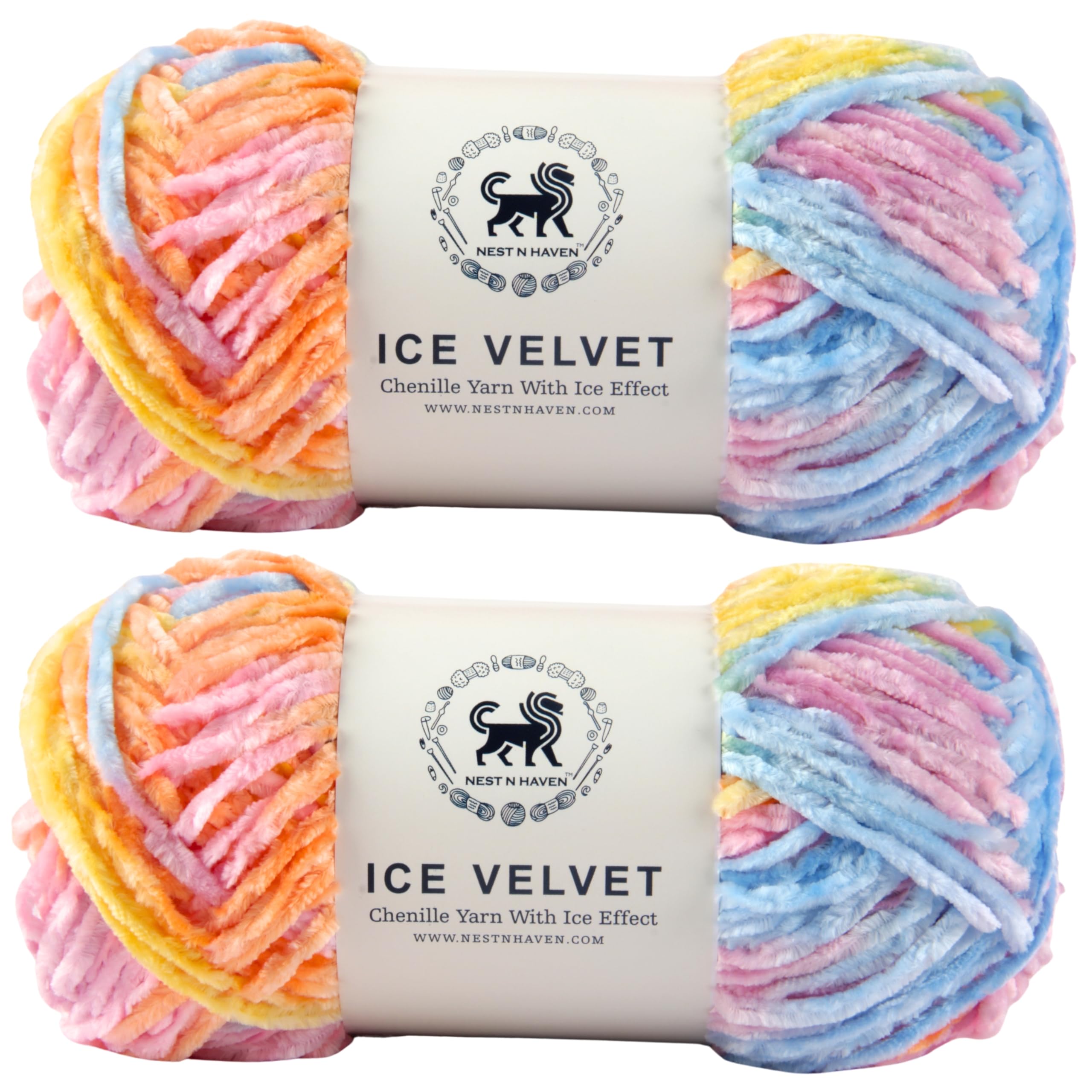 NESTNHAVEN, Ice Velvet, Chenille Yarn Supersoft Hand Knitting Wool Ball, Set of 2 (1 Ball/100 Gram Each) Ball Suitable for Craft, Babywear, Baby Blankets, 4 Medium, Shade no - NNHIVS (Multicolored 1) (B0DGDN4XCJ) Amazon Price History, Amazon Price Tracker