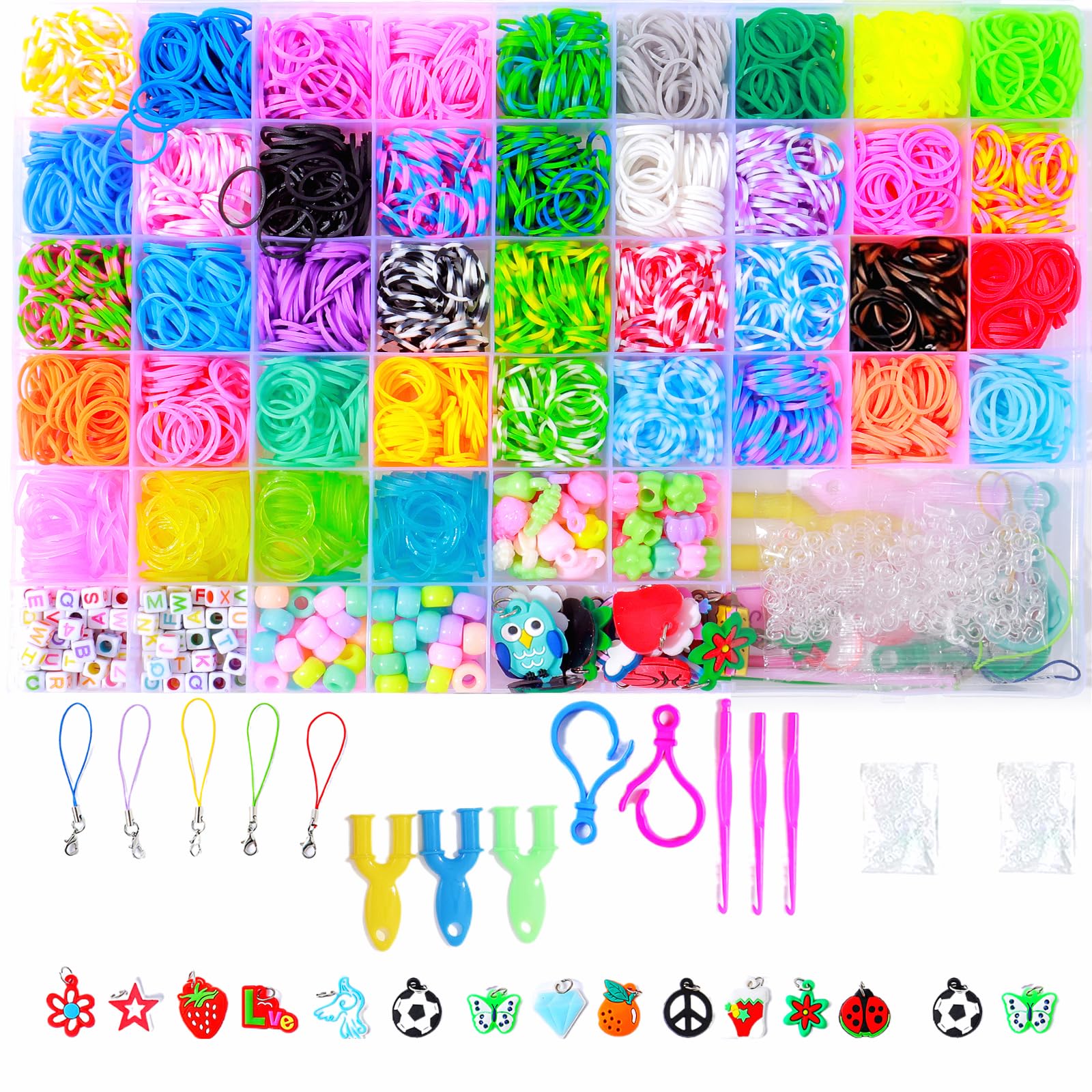 4000+ Elastici per Braccialetti, 40 colors Bracciale Elastici Colorati Loom Bands Kit, fai da te Bambina Elastici di Gomma Bracciale