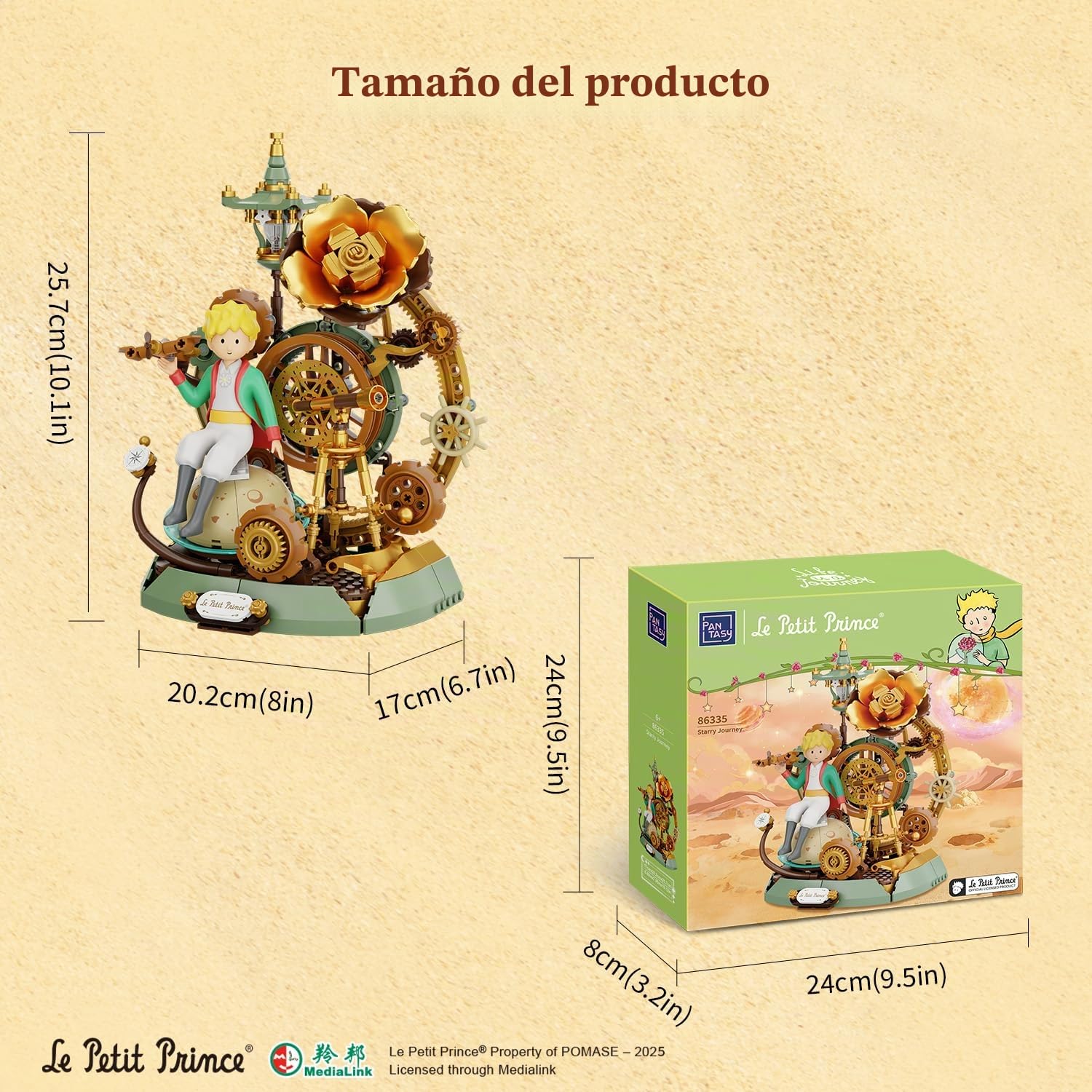 PANTASY The Little Prince Starry Journey - Juego de construcción con diseño de diorama mecánico inspirado en Steampunk con base de planeta, engranajes y telescopio, modelo de exhibición coleccionable