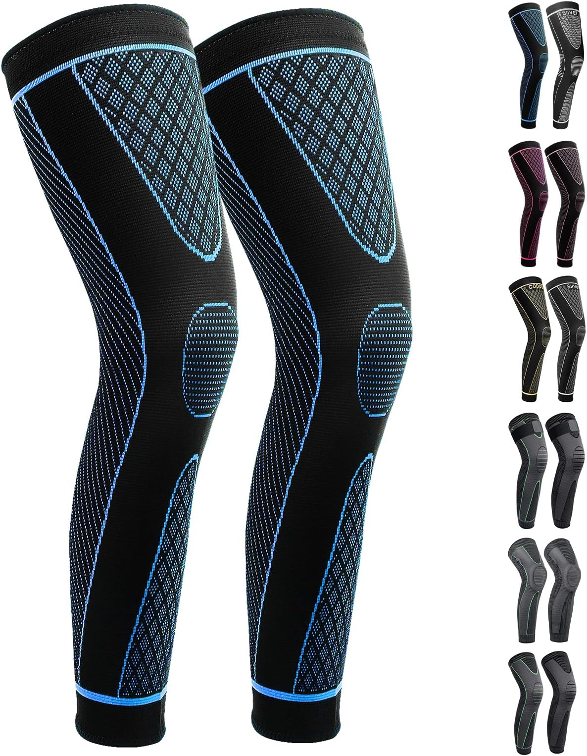 Full Leg Sleeves Long Compression Leg Sleeve Knee Sleeves Protect Leg, for Man Women Basketball, Arthritis Cycling Sport Football, Reduce Varicose Veins and Swelling of Legs