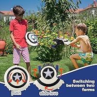 Vista 7 de Juguetes de escudo que disparan dardos para pistolas - Juguetes para niños superhéroes de 6, 7, 8, 9+ años, juguete de rol con luces, con 30 dardos