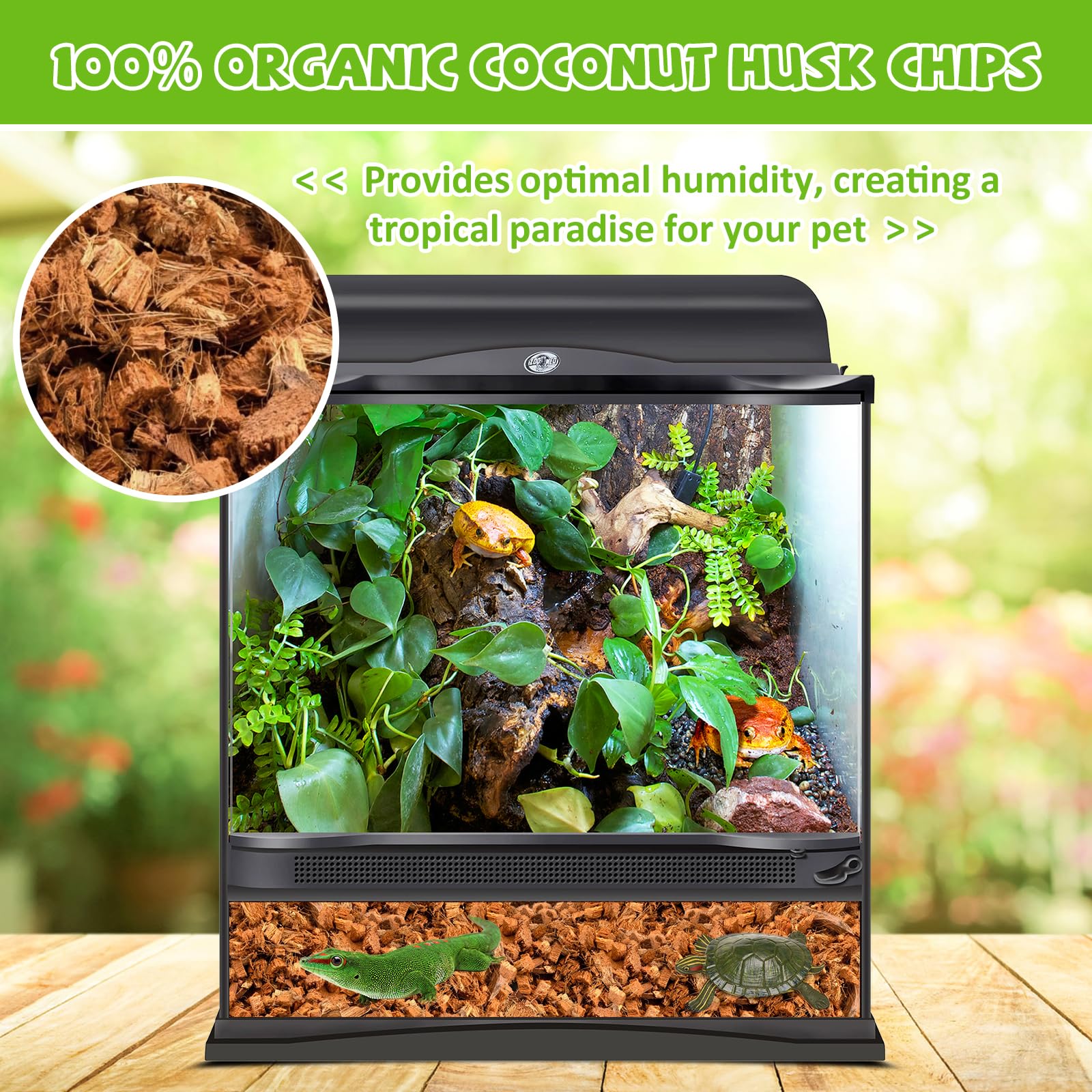 4 Pack Coconut Husk Chip Substrate For Reptiles, Natural