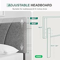 Vista 115 de Novilla Base de cama de plataforma tamaño Queen con cabecera ajustable tapizada, marco de cama Queen, no necesita somier, sin ruido, fácil montaje