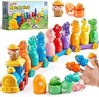 JOYIN Montessori Dinosaur Train Toy for Toddlers 1-3 Years: Counting Matching Sorting Playset with 9 Dinosaurs, Easter Birthday Gift
