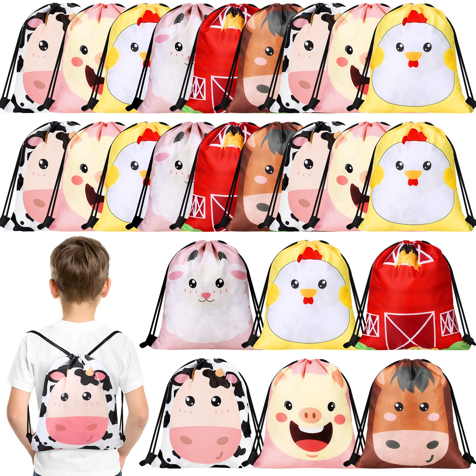 Snapklik.com : 36 Pcs Farm Animal Party Favor Gift Bags Farm Birthday ...