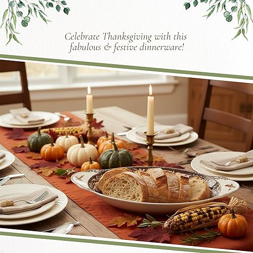 Miniatura 5 de Spode Woodland Bandeja de pan de pavo, plato de porcelana fina, borde floral con motivo de vida silvestre, horno a mesa, redonda de 15.27 x 7