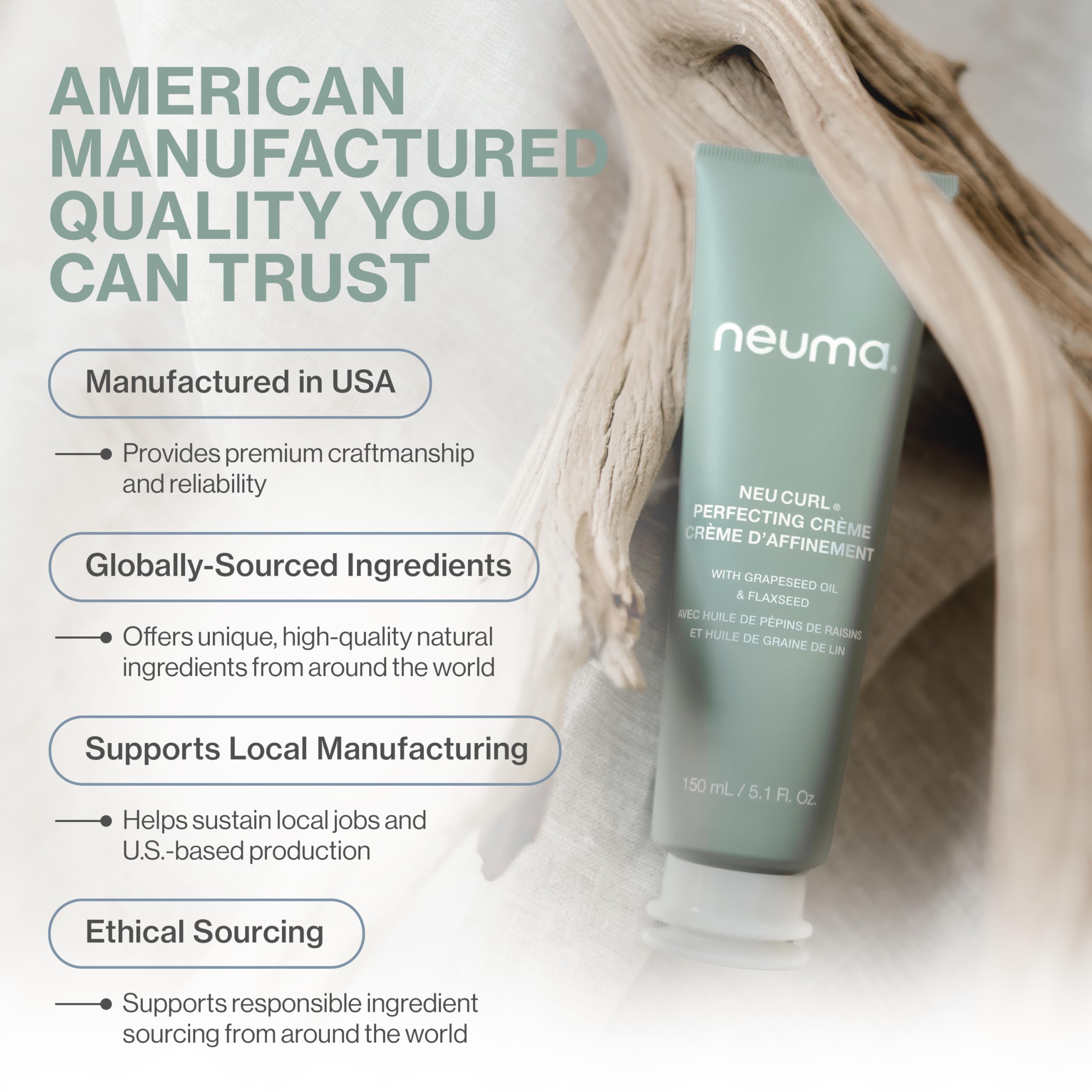 NEUMA Neu Curl Perfecting Creme 5.1 Fl. Oz. Curl Cream with Coconut Hibiscus Scent, Lightweight, Nourishing Curl Defining Cream, Curl Cream for Wavy Hair Anti Frizz Formula