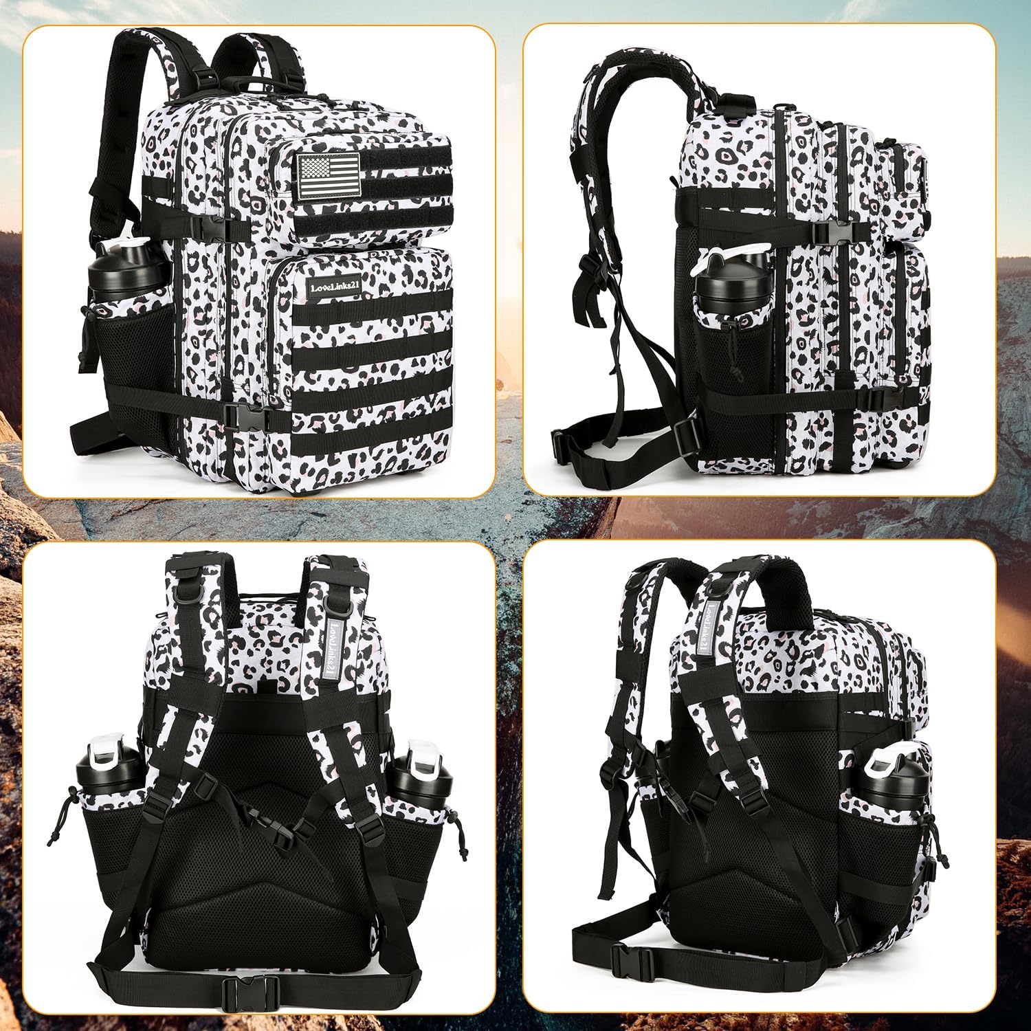 25L Tactical Backpack Military Tactical Backpack for Men and Women Small Assault Pack Outdoor Travel Hiking Camping Rucksack with Molle Webbing (White Leopard) - Image 3