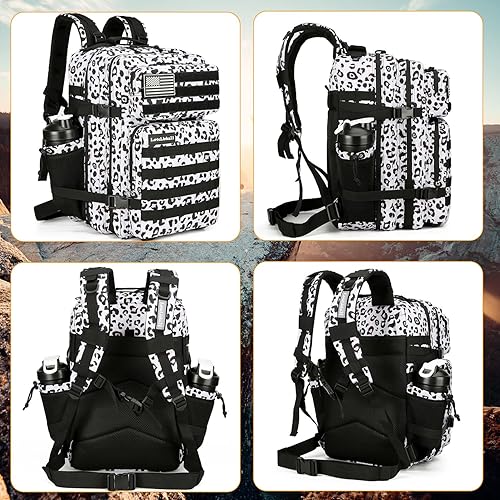 Miniatura 3 de Lovelinks21 Mochila táctica de 25 litros impermeable militar para hombres y mujeres, paquete de asalto, mochila de viaje con velcro pequeño, Blanco