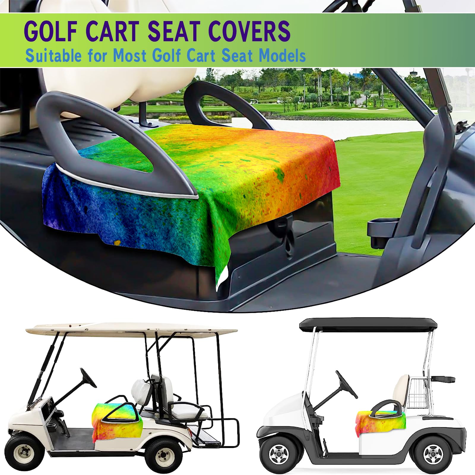 Sea Turtle Golfwagen-Sitzbezug Mit 4 Taschen - Universell Für 2-Sitzer, Mikrofaser, Waschbar, Dekorativ