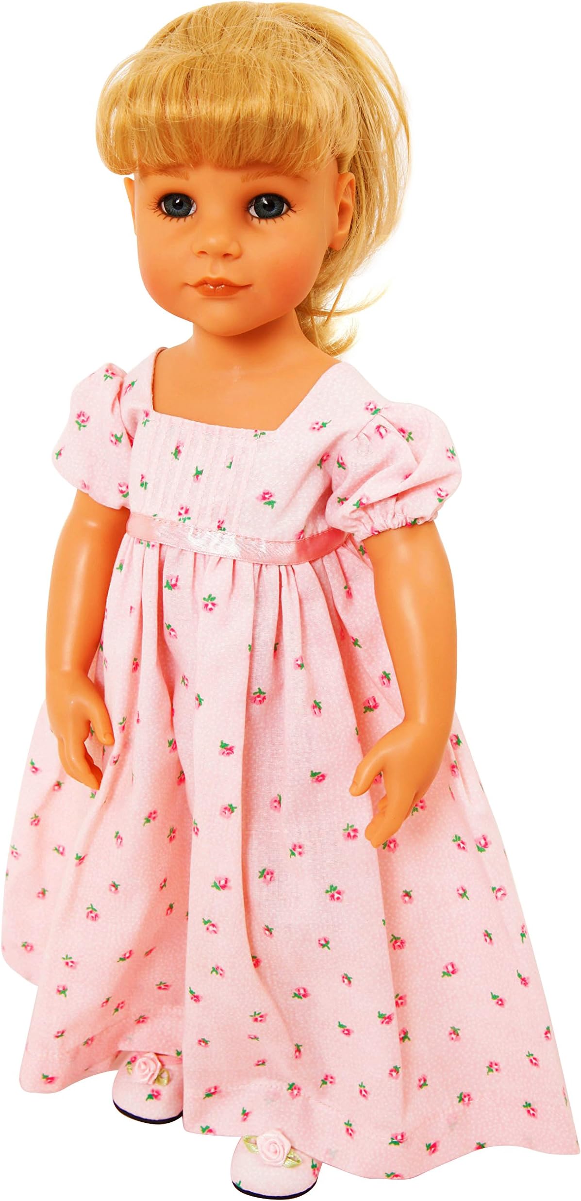 FRILLY LILY Long Rosebud Dress for small dolls 14-18 inches[ 35-45 cm ]To fit dolls such as American Girl and Our Generation Doll [ Doll not Included]