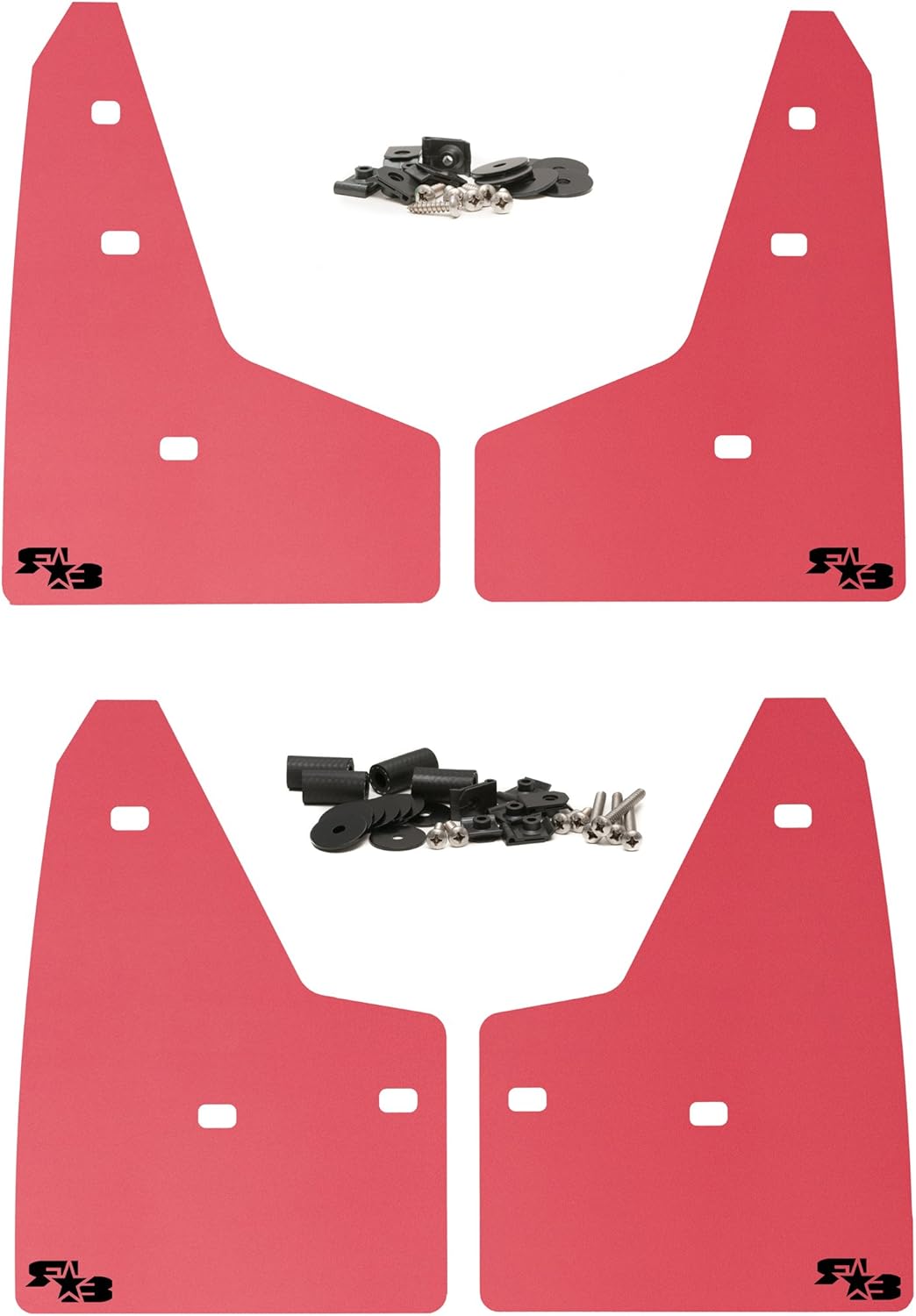 RokBlokz Mud Flaps for 2016-2018 Ford Focus RS - Set of 4 - Multiple Colors Available - Mud Guards are Custom Cut and Fit - Includes All Mounting Hardware (Black with White Logo)