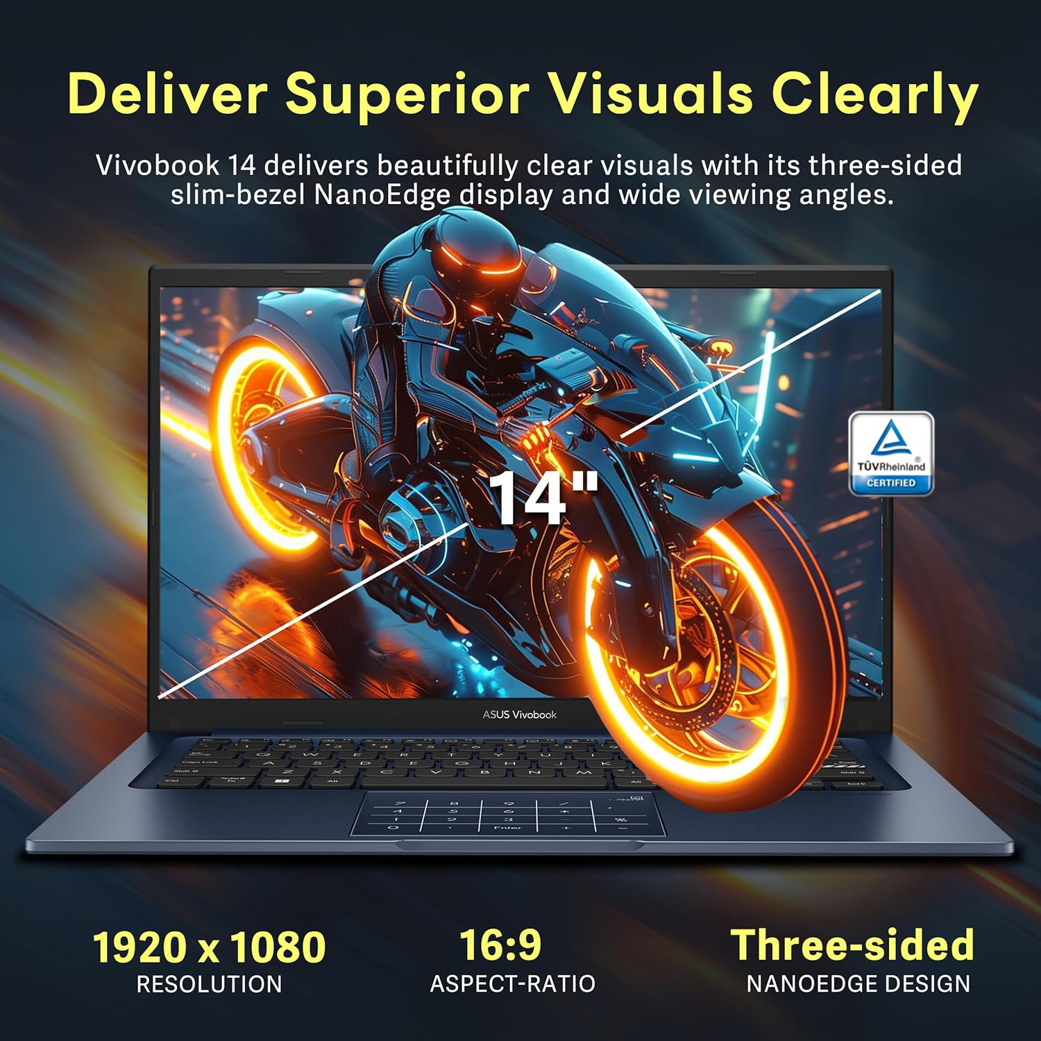 ASUS Vivobook 14" FHD Business Laptop, Intel i5-1334U, 16GB RAM, 640GB Storage (512GB SSD+128GB Docking Station Set), Intel UHD Graphics, Num Pad, Copilot, Webcam, Win 11, Quiet Blue