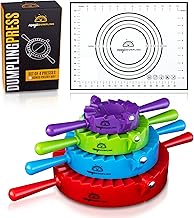 Magic Dumpling Maker Press Set of 4 Molds | BONUS Non Stick Pastry Mat | Dumplings | Empanada Press | Pierogi | Ravioli | Gyoza | Turnovers | Potsticker | Calzone | Pelmeni | 3, 4, 5, 6 inch