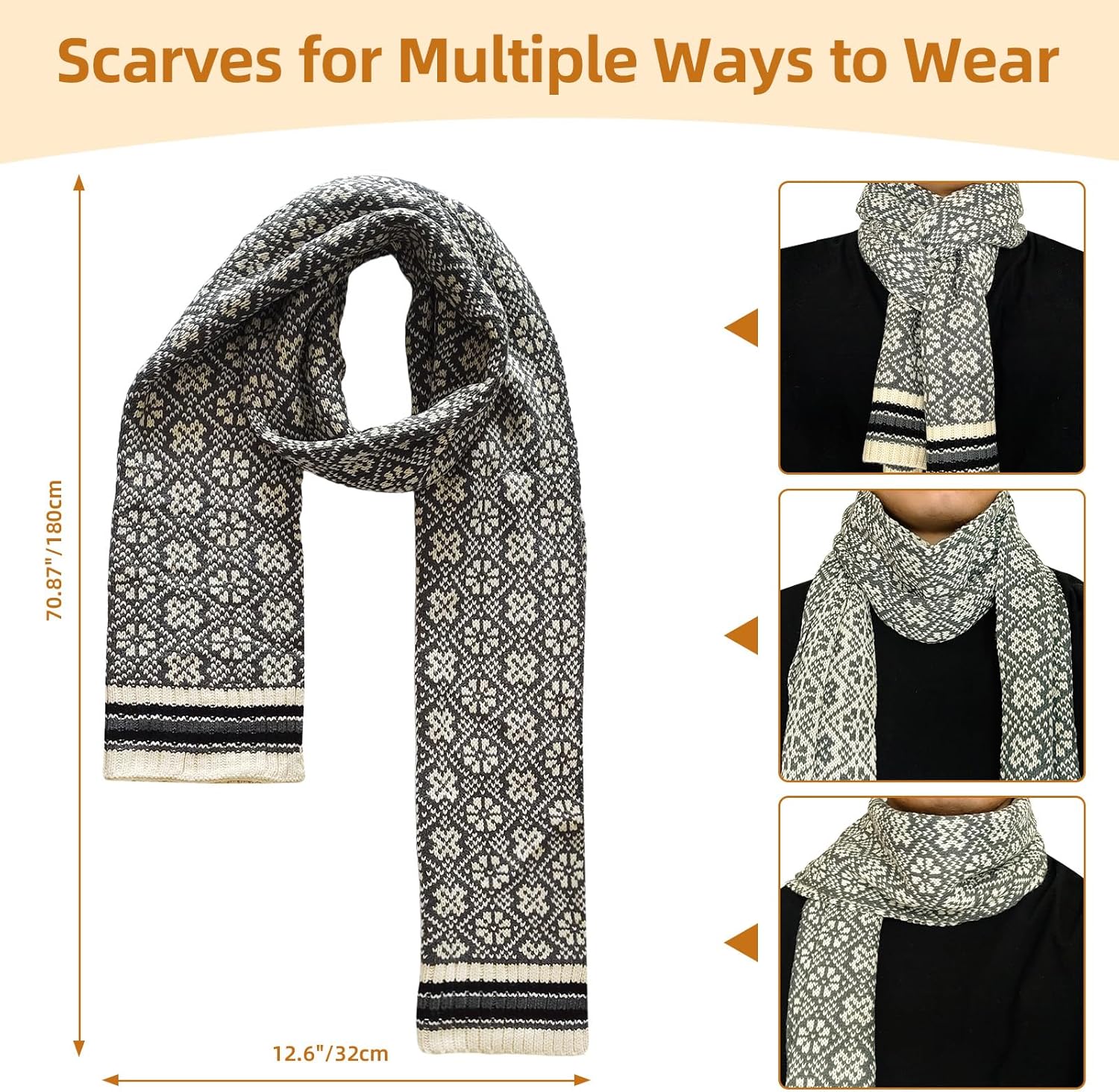 Womens Winter Beanie Hat Long Scarf and Touchscreen Gloves 3Pieces Fleece Lined Skull Caps with Pompom Neck Scarves Set - Image 5