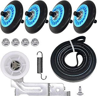 Dryer Repair Kit Replacement for Samsung Includes DC97-16782A Drum Roller, 6602-001655 Tension Belt, DC61-01215B Tension Spring and DC93-00634A Idler Pulley Replace AP5325135, PS4221885, PS4133825