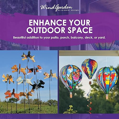 Miniatura 5 de Premier Kites Petite Spinner Cat - Molinillo de viento caprichoso para patio y jardín, tela duradera resistente a la intemperie, fácil de montar,